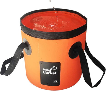 Sunglow Collapsible 5 Gallon Multifunctional Portable Fishing Bucket - Wash Basin Folding Bucket - Water Container for Fishing, Camping, Gardening (20L/5 Gallon (Orange))