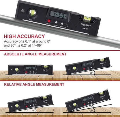 Digi-Pas DWL200 Electronic Torpedo Level, Protractor, Angle Gauge, Angle Finder