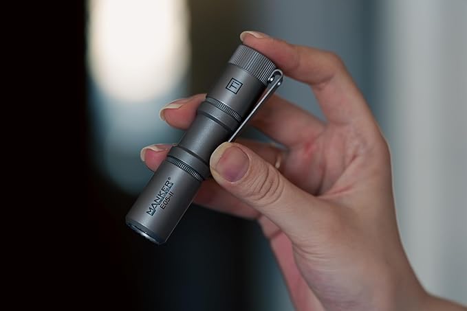 Manker E05 II High Density 800 Lumens High Output EDC Flashlight White LED Emitters, Eeay to Carry, for Camping, Hiking (Titanium - Bead Blasted 4000K Cool White)