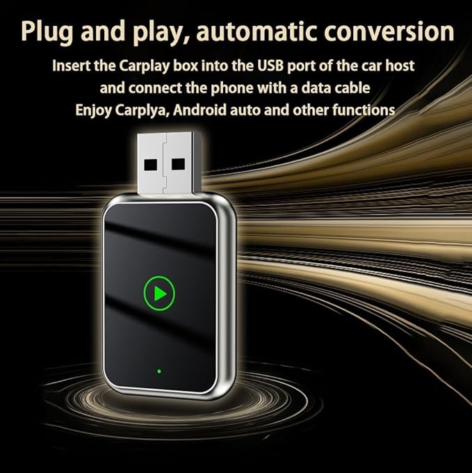 Wireless CarPlay Adapter 2-in-1 for Renault Duster 2017 2018 2019 2020 2021, USB Design Plug and Play Bluetooth Fast Connection Car Accessories,C-Black