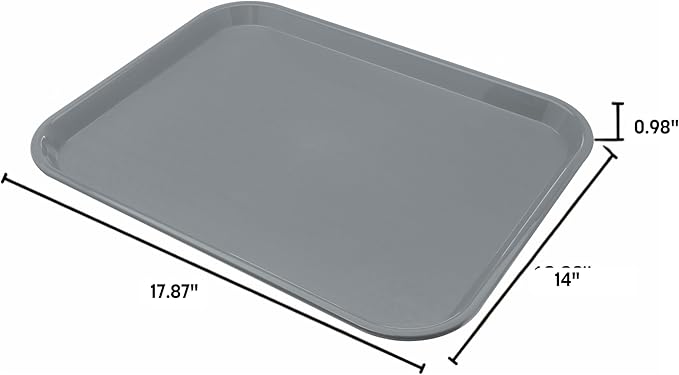 Carlisle FoodService Products Cafe Fast Food Cafeteria Tray with Patterned Surface for Cafeterias, Fast Food, And Dining Room, Plastic, 17.87 X 14 X 0.98 Inches, Orange, (Pack of 12)