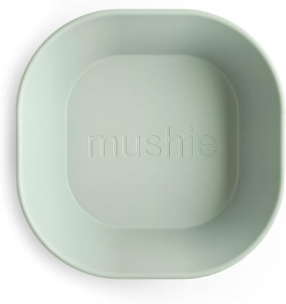 mushie Square Dinnerware Bowls for Kids | Made in Denmark, Set of 2 (Sage)