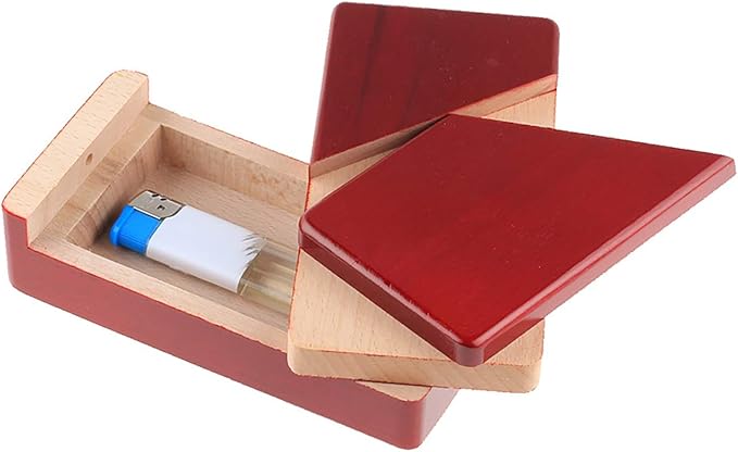 Gift Card Money Holder Puzzle Gift Case Box Big Secret Opening Impossible Box Puzzle Handmade 3D Brain Teaser Puzzle Magic Wooden Mysterious Box Gift Box Cube Game Box IQ Toys by AHYUAN (Red)