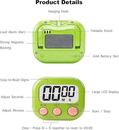 Digital Timer for Classroom Teachers Students, Magnetic Kitchen Countdown Timer