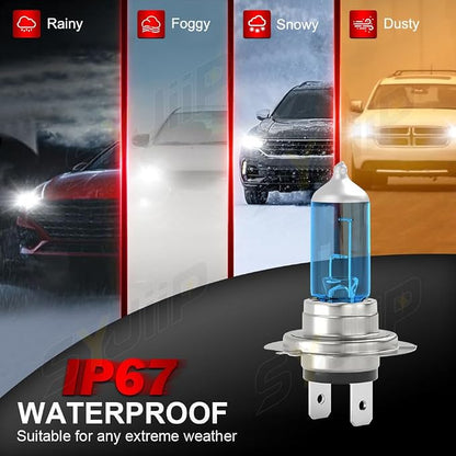 Upgraded Halogen Headlight Bulbs Compatible for Ram ProMaster 1500 2500 3500 2014 2015 2016 2017 2018 2019 2020 2021 2022, H7 High Low Beam Lights, 6000K White, 300% Brightness, Plug n Play, 4 PCS
