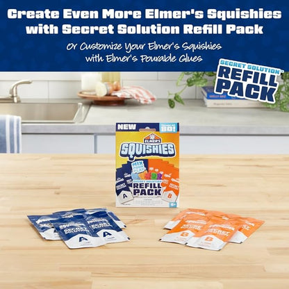 Elmer's Squishies Kids’ DIY Activity Kit, Creates 4 Mystery Characters, 24 Piece Kit, for Ages 6 and Up, Perfect for Stress Relief and Sensory Play