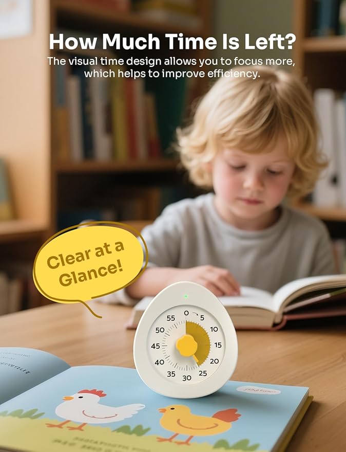 LIORQUE Visual Timer for Kids, 60-Minute Countdown Kitchen Timers for Cooking