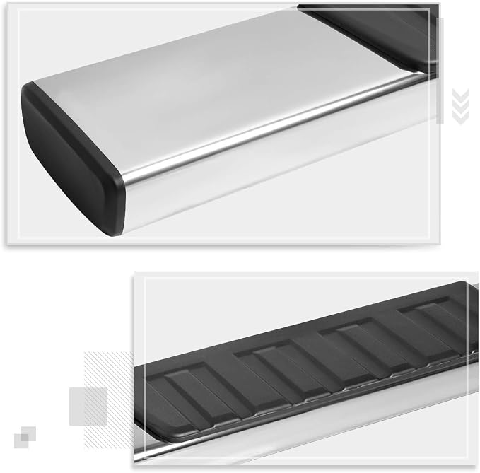 [Pair] 6 Inch Chrome Stainless Running Boards Side Step Bars Compatible with 07-19 Chevy Silverado/GMC Sierra Extended Cab