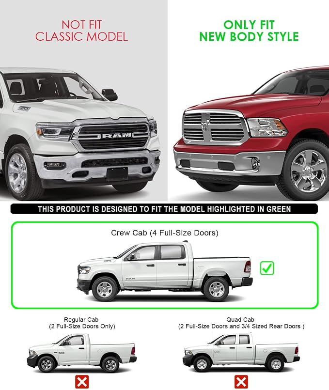 APS Wheel to Wheel Running Boards 5in Compatible with Ram 1500 2009-2018 Crew Cab 5.5ft Short Bed & Ram 2500 3500 2010-2026 304 Stainless Steel (Nerf Bars Side Steps Side Bars)