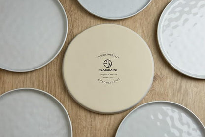 Famiware Mars Plates and Bowls Set, 12 Pieces Dinnerware Sets, Dishes Set for 4, Light Gray