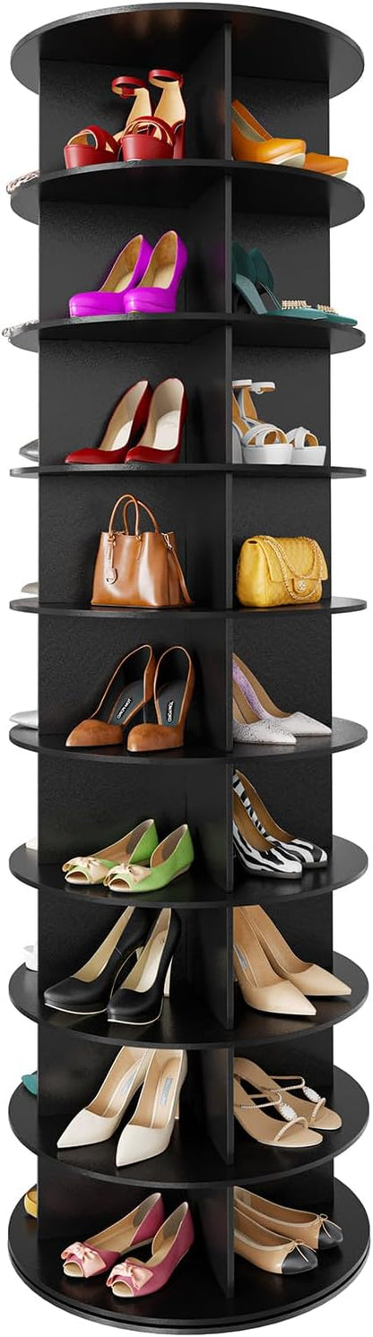 SpaceAid 9 Tier Rotating Shoe Rack Tower, Spinning Shoe Display Lazy Susan