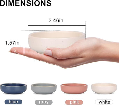 WHJY 3.5 inches Set of 4 Ceramic Sauce Dishes Side Dish Sushi Dipping Bowls, Matte Glaze Porcelain Tableware Serving Dish Appetizer Plates Stackable Ramekins