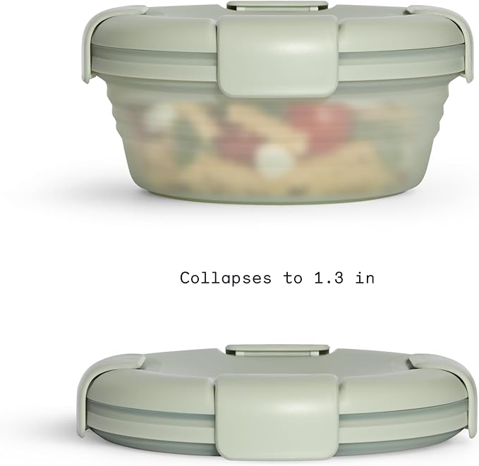 STOJO Collapsible Bowl - Translucent 36oz - Reusable Silicone Bowl (Translucent Sage Green)
