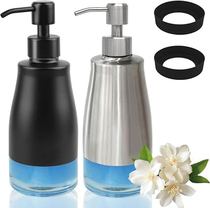 AUMIO Soap Dispenser with Non-Slip Silicone Pad, 2 Pack Kitchen Dish Refillable