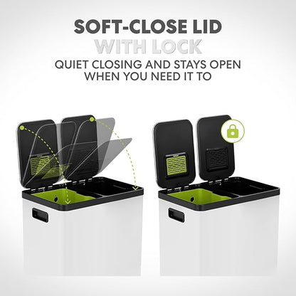 Simpli-Magic 60 Liter / 16 Gallon Rectangular Hands-Free Dual Compartment