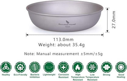 iBasingo Titanium Pan Dish Plate with Carry Mesh Bag Ultralight for Outdoor Camping Tableware Cookware Mess Kit A-Ti1101T