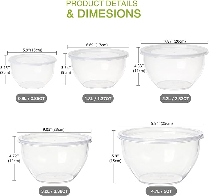 Greentainer Plastic Mixing Bowls