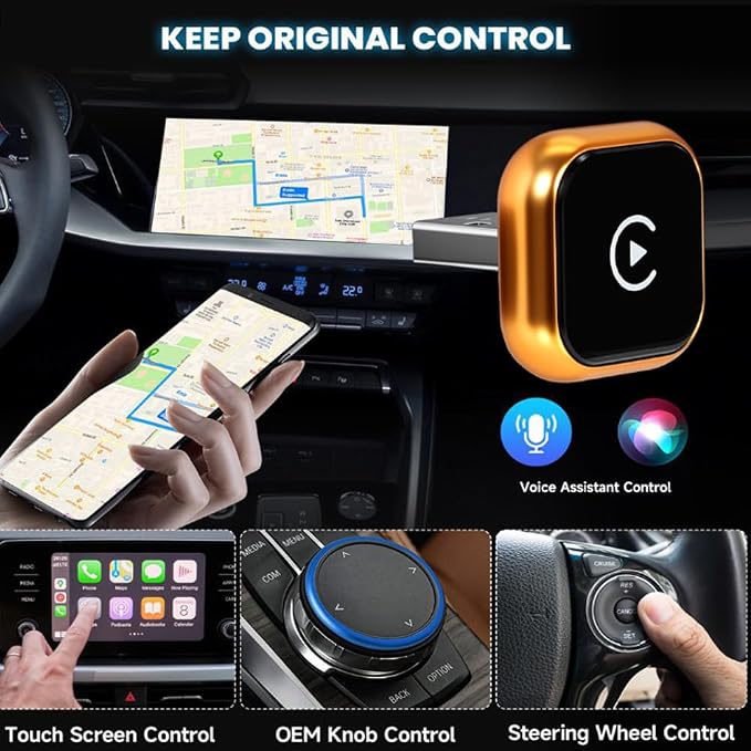 Wireless CarPlay & Android Auto Adapter for DS DS 3 Cabrio 2016-2022,Ultra Mini Dongle Converts Easy Setup Plug and Play,Silver