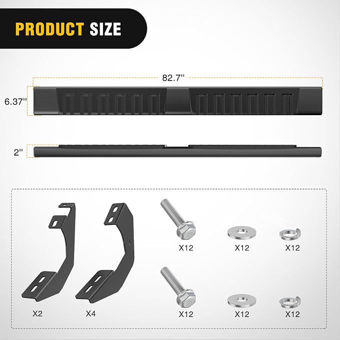 Nilight Running Boards for 2005-2023 Toyota Tacoma Double Cab 4 Full Size Doors 6 Inch Side Step Nerf Bars Black