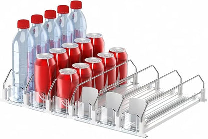 IBORING Drink Organizer for Fridge, Self Pushing Fridge Drink Organizer