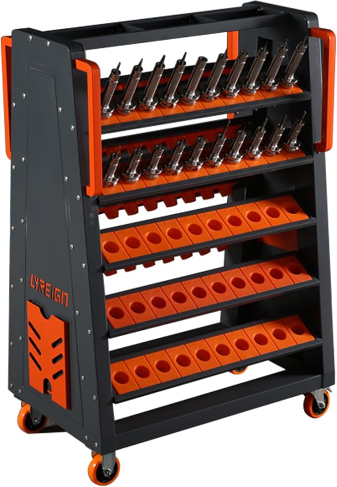 Mobile CNC Tool Storage Cart, CNC Tool Holder Transfer Cart Suitable for Warehouses, CNC Tool Keeper Rolling Cart with Wheels for CNC Machinists Workers