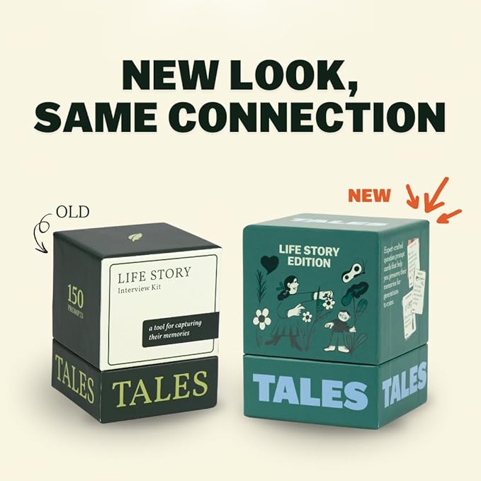 TALES 150 Life Story Interview Kit Cards, Conversation Cards for Families, Parents, Grandparents, Adults, Game Night, Road Trips, Dinner Table, Getting to Know You (New Edition)