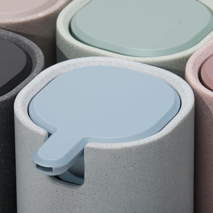 LINE+ARC Modern Easy-to-Press Soap Dispenser. No-Rust Cute Bathroom Gray Marble