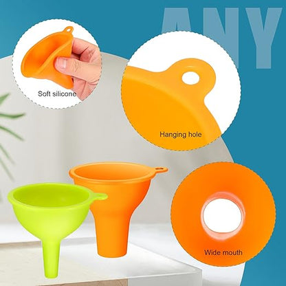 Silicone Funnels 4 Pieces Wide Mouth Funnel Small and Large Flexible Condiment
