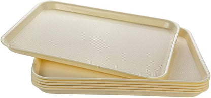 Rectangular Plastic Serving Trays,Fast Food Serving Cafeteria Trays,17"X13",Set of 6(Beige)
