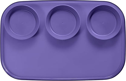 madesmart dipware 3 Bowl Serving Tray, Collapsible & Removable Dip Bowls for Charcuterie, Guacomole, Snacks, Veggies, Premium Dishwasher & Microwave Safe, Multipurpose Plate & Bowl, Purple