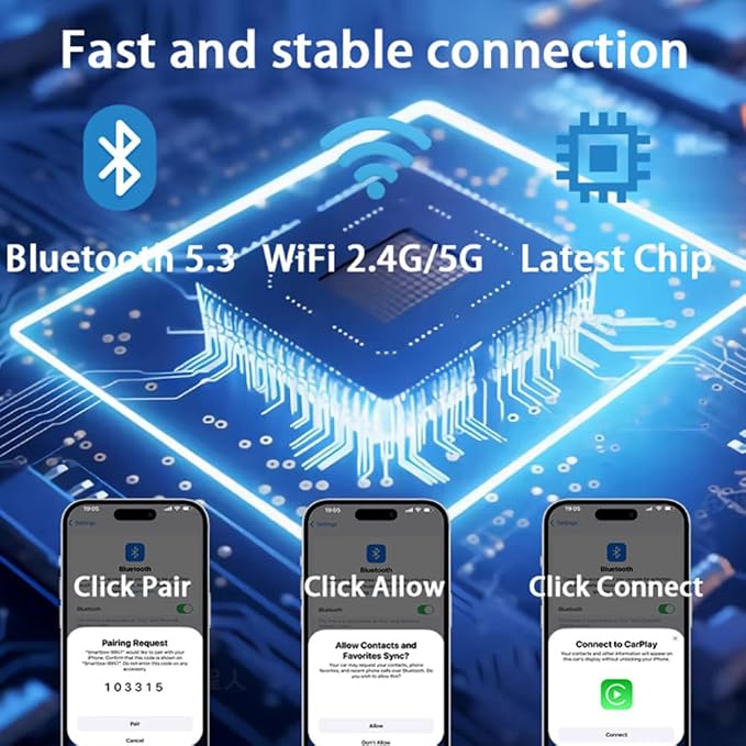 Wireless CarPlay & Android Auto Adapter for Citroen C4 Cactus 2017-2022,Ultra Mini Dongle Converts Easy Setup Plug and Play,Silver