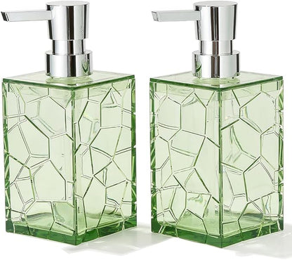 2 Pack Clear Saga Green Rust Proof Soap Dispenser Bathroom, Acrylic Plastic