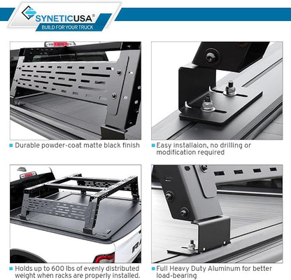 Syneticusa MR Retractable Truck Bed Cover with R3 Rack for Ford F-150 2004–2026 | 5.5' (67”) Short Bed | Aluminum Hard Retractable Tonneau Cover | One-Person Installable | Waterproof, Low-Profile