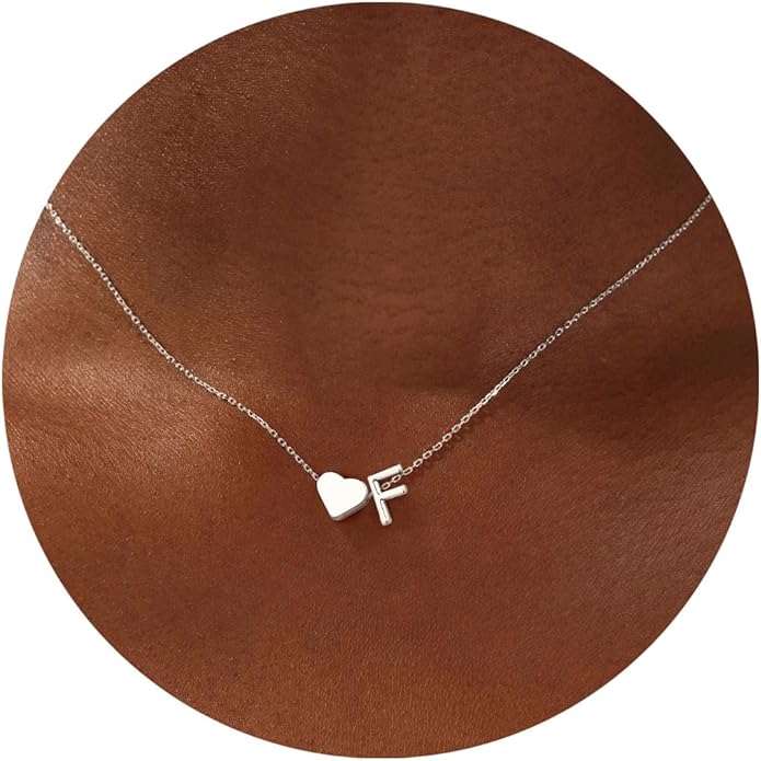 Turandoss Heart Initial Necklace for Women Teen Girls - 18K Gold Plated Letter A-Z Pendant Necklace Dainty Heart Necklaces Tiny Initial Necklaces Birthday Gifts for Women Jewelry
