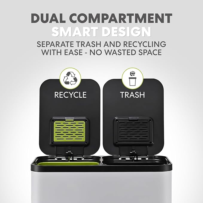 Simpli-Magic 60 Liter / 16 Gallon Rectangular Hands-Free Dual Compartment
