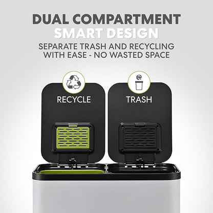 Simpli-Magic 60 Liter / 16 Gallon Rectangular Hands-Free Dual Compartment