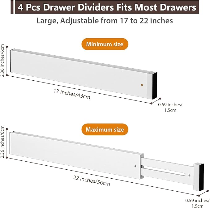 DUCOO 4 PCS Drawer Divider, Expandable Separators