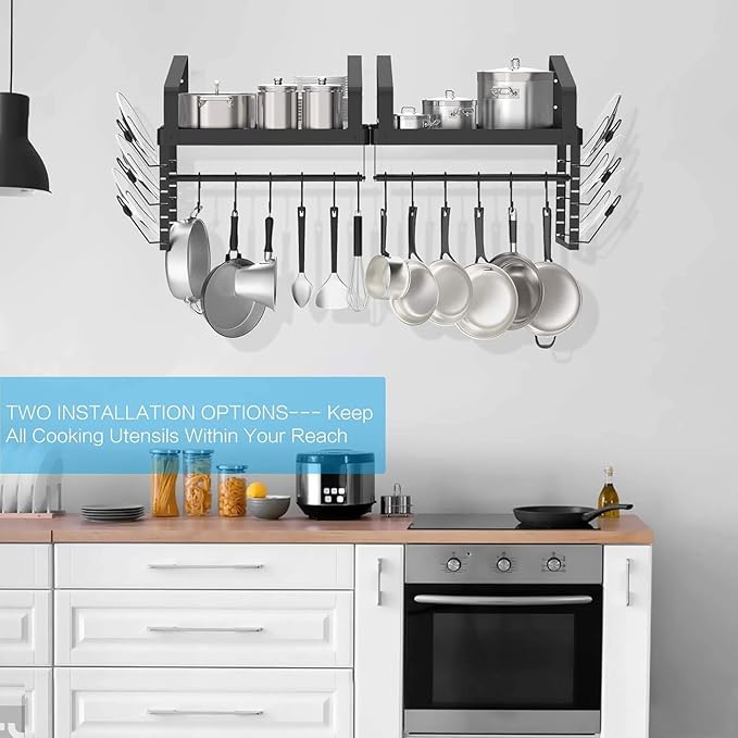 X-cosrack Pot Racks Wall Mounted Set of 2,