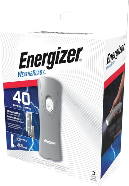 Energizer Weatheready Rechargeable Flashlights for Home, Pack of 3, Emergency Flashlight for Hurricane Supplies, Survival Kits, Power Outages, LED Flash Light with Convenient Plug-in Design