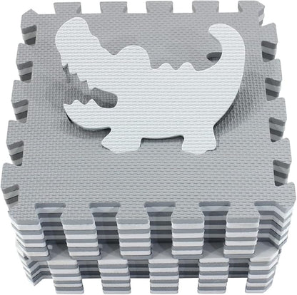 qqpp EVA 18 Tiles Baby Play Mat for Playing, Interlocking Foam Floor Mats for Tummy Time & Crawling, Flooring Tiles with Animals Puzzle for Kids. QP-51(AL) b18N