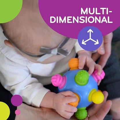 Mobi Woblii Sensory Ball - Sensory Activities for Toddlers and Kids, BPA-Free and Food Grade Silicone Teething Toy, Montessori Learning Games - for 3 Month Old and Up