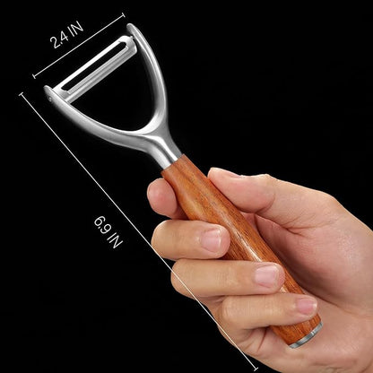 Premium Y Type 304 Stainless Steel Multifunctional Kitchen Peeler Real Wood Handle Ultra Sharp Blade Vegetable Potato Apple(Boluoge)