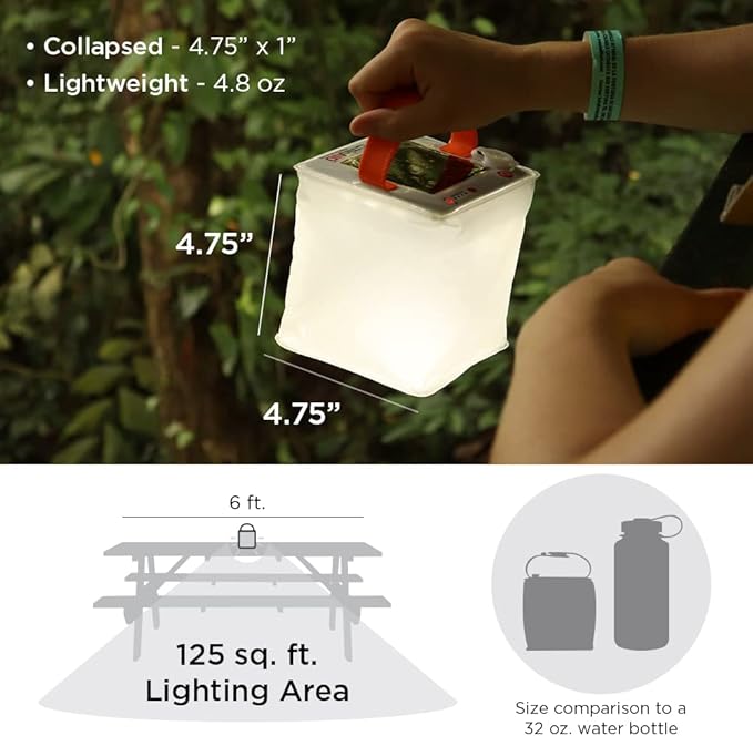 LuminAID Solar Camping Lantern - Inflatable LED Lamp Perfect for Camping, Hiking, Travel and More - Emergency Light for Power Outages, Hurricane, Survival Kits - As Seen on Shark Tank