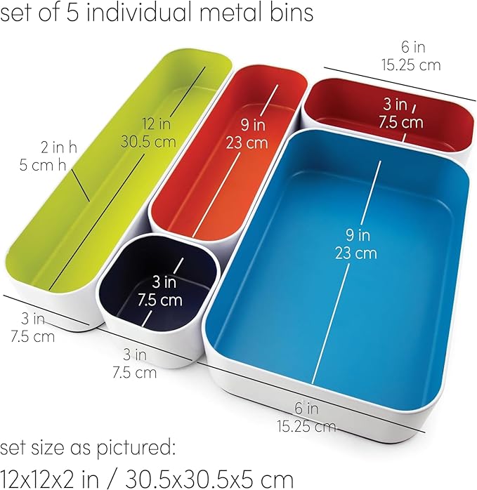 Three by Three Seattle 5 Piece Metal Organizer Tray Set