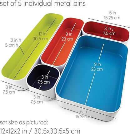 Three by Three Seattle 5 Piece Metal Organizer Tray Set