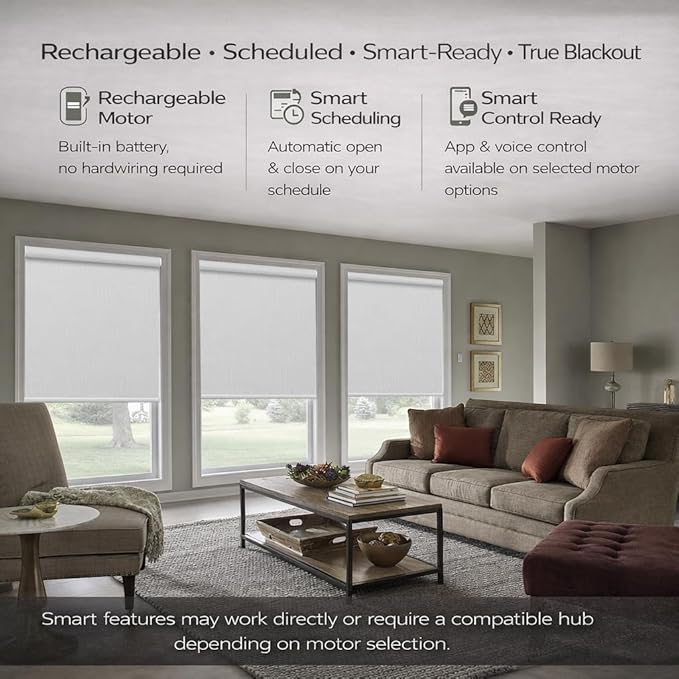 Zshine Motorized Blackout Window Blinds Customize Width Remote Control Wireless