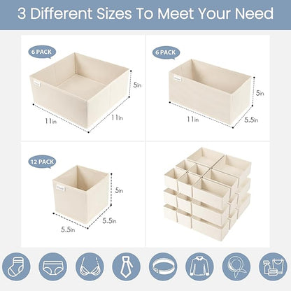 Criusia Drawer Organizer Clothes, 24 Pack Underwear Drawer Organizers, Foldable