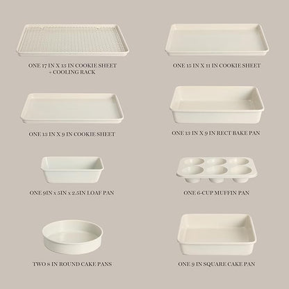 Martha Stewart Gallen 10 Piece Baking Pans Ceramic PFA Free Non Toxic Non Stick