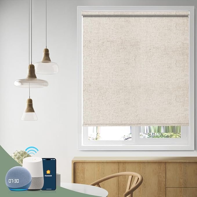 ZSHINE Motorized Blackout Window Blinds Customize Width Remote Control Wireless