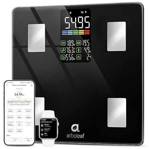 Arboleaf Smart Scale with BMI, Body Fat, Muscle Mass, 14 Composition Metrics
